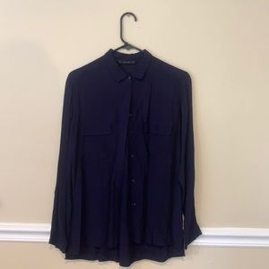 ZARA navy blue blouse